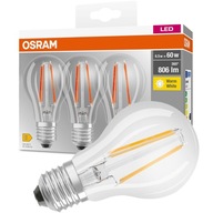 Sada 3x E27 LED žiarovky 7W = 60W OSRAM FILAMENT