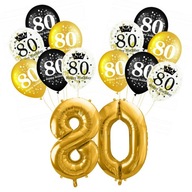 SET na 80 NARODENIN zlatých balónov KONFETTI digit