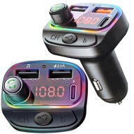 FM BLUETOOTH VYSIELAČ RÝCHLA NABÍJAČKA MP3 2x USB RGB farebný