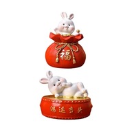 2x figúrky zajačika pre šťastie v čínskom štýle