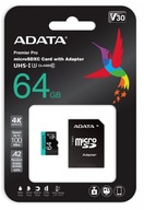 Pamäťová karta A-DATA microSD 64GB + adaptér