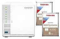 NAS QNAP TS-364-4G + 2x 6TB Toshiba N300