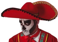 MEXICKÝ HALLOWEENSKÝ HALLOWEENSKÝ ČIAPOK/SOMBRERO z ČERVENEJ PLSTI