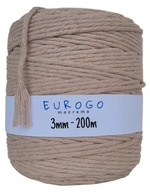 Macrame Cord Twisted Cotton Ecological Béžová 200m 3mm