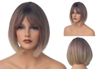 Rovná syntetická blond ombre bob parochňa Ula