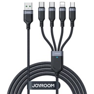 Kábel 4v1 USB-A - 2x USB-C iPhone Lightning microUSB 1,2 m čierny