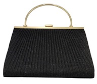 BLACK Glitter Formal Clutch Bag Zlatý lem
