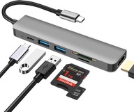 Adaptér Hub USB C 3.0 TF READER HDMI 4K 6in1 Mac PD