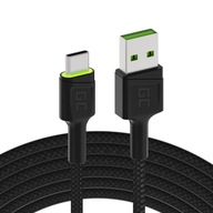 Kábel Green Cell Ray s LED podsvietením 1,2 m USB-A - USB-C typu C