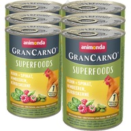 Animonda GranCarno Superfoods Adult 6x400g Kurča/špenát/maliny/semená farbiva