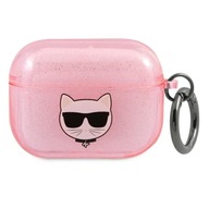 Karl Lagerfeld Choupette Head Glitter – puzdro na AirPods 3 (ružové)
