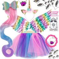 Outfit Kostým RAINBOW PASTEL UNICORN pegasus TUTU doplnky WINGS