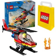 LEGO CITY HASIČSKÝ ZÁCHRANNÝ Vrtuľník 60411 + TAŠKA LEGO kocky pre deti od 5 rokov