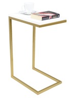 Priemyselný konferenčný stolík do obývačky, zlatý kov + biela matná