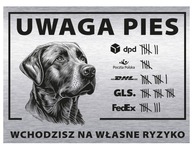 Tabuľka 20x15 Pozor pre pes vstúpite na svoj vlastný rizikový kuriér labrador