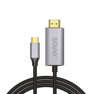 SAVIO USB-C TO HDMI 2.0B KÁBEL, 1M, STRIEBORNO-ČIERNY