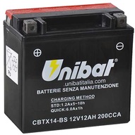 BATÉRIA UNIBAT CBTX14-BS YTX14 12Ah 200A