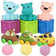 Soft BLOCKS SENSORY BLOCKS BALLS CARS Hryzačky Squeakers 12 ks.