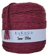 Točená bavlnená šnúra Macrame Ekologická ECO Bordová 200m 3mm