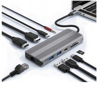 Dokovací HUB USB C 10 v 1 Display Port HDMI LAN