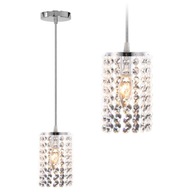 KRYŠTÁLOVÁ ZÁVISNÁ LAMPA CHROME GLAMOUR SINGLE STRIEBORNÁ