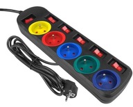 PREdlžovací kábel Power Strip 3m 5 zásuviek FAREBNÝ