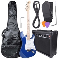 Gitarový set: NN EG BLU stratocaster elektrická gitara + zosilňovač