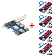 PCI-E USB Riser SPLITTER + 4x RISER 009s adaptér