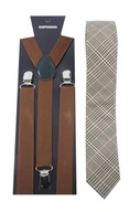 Pánsky SET: traky na nohavice a károvaná kravata
