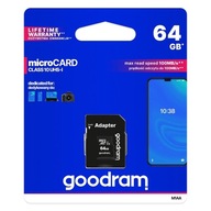 64GB rýchla pamäťová karta Class 10 pre mobilný telefón Micro SD + adaptér