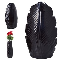 Čierna keramická váza, veľký LEAF SHAPE 21