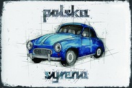 Poľská plechová dekoratívna tabuľa Siren Oldtimer FSO