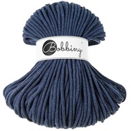 Bavlnená šnúrka Macrame s jadrom BOBBINY, spletená 5mm, JEANS