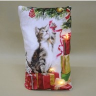 Vianočný dekoratívny vankúš Cat LED 30x50cm