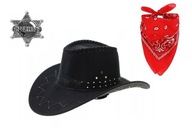 SET COWBOY SHERIFF Prevlekový KLOBÚK BANDANA STAR Country Western