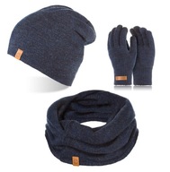 Námornícka modrá zimná súprava, šál, čiapka a rukavice