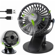 Growbox Stolný ventilátor 360° otáčanie + klip 1200 mAh USB 3 rýchlosti