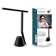 Stolná LED lampa Cube so skrinkou na náradie, čierna NILSEN