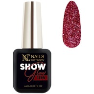 Nails Company Červený hybridný lak na nechty s časticami Show Glow č.106 6 ml