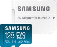 SAMSUNG EVO SELECT MICROSD CARD 128GB + ADAPTÉR