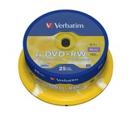 VERBATIM DVD+RW 4,7GB 4x koláč 25 prepisovateľný