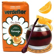 Set Yerba Mate VERDEFLOR Orange + DOPLNKY Natural Bombilla Tekvica