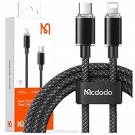 MCDODO NABÍJAČKA USB-C BLESKOVÝ KÁBEL PRE IPHONE 11 12 13 14 PRO 1M ČIERNY