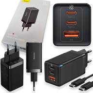 Baseus 65W 3A GaN rýchlonabíjačka pre počítačový telefón 2x ​​USB C 1x USB A