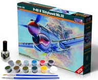 1:72 P-40 Kittyhawk Mk.III + farby, 2 štetce na lepidlo