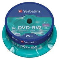 Verbatim DVD-RW, matná strieborná, 43639, 4,7 GB, 4x, sp