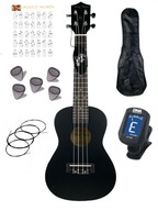 Harley Benton koncertné ukulele čierne SET