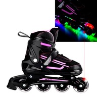 Dámske inline korčule PINK BLACK 39-42 LED RUBBER