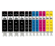 12X ATRAMENTY pre CANON 4X PGI-570 CLI-571 2XKPL + 2BK
