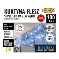 FLESZ cencúľ LED záves 100L-4,8m s prídavnou zásuvkou. modrý/veľmi studený záblesk 25-33